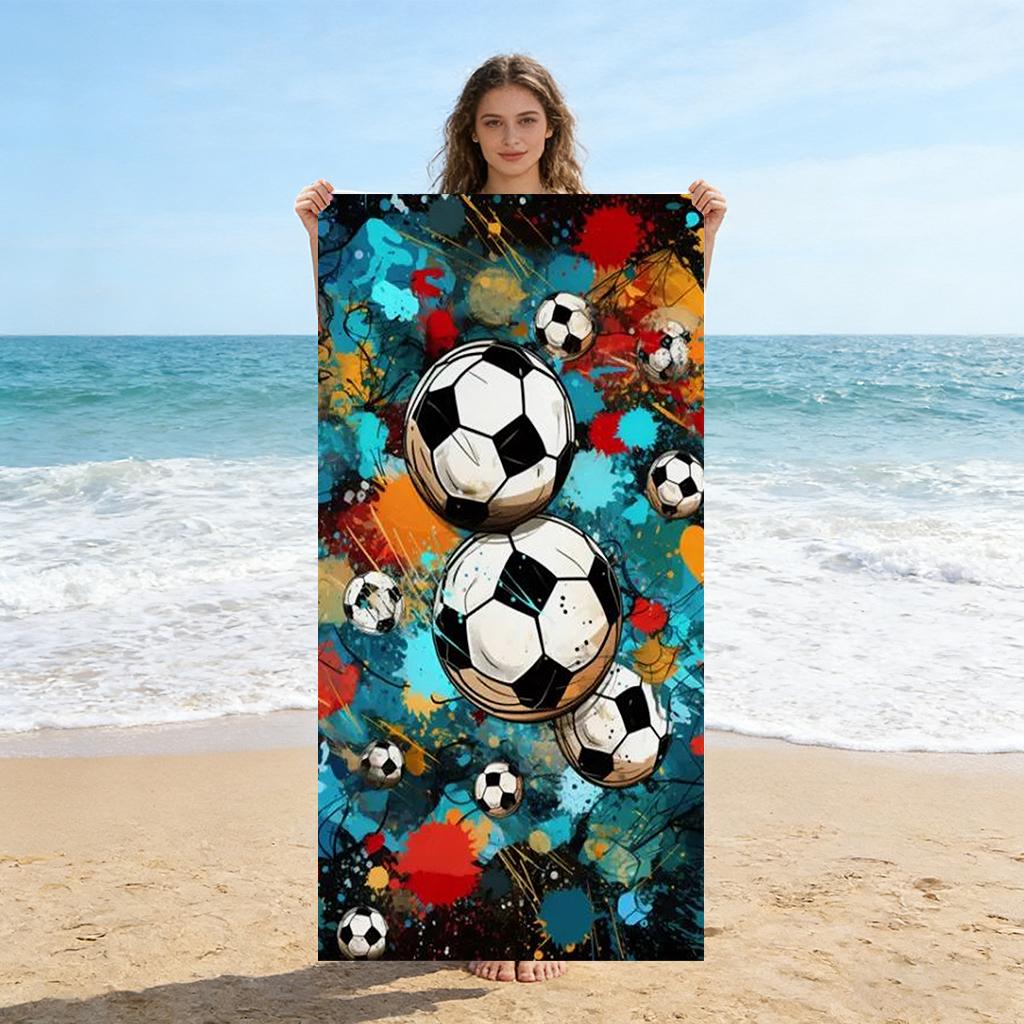 

1pc Street Football Beach Towel Quick-drying Super Absorbent Suitable for Swimming Beach Pool Gym Summer Gift for Friend Family W40*H60(CM)
