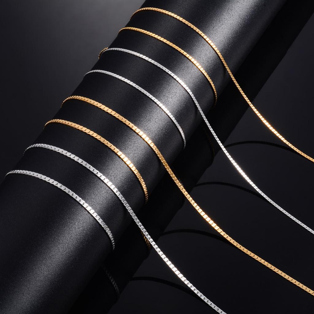 1.1mm/1.5mm Delicate Stainless Steel Thin Necklace Chain for Women Men Neck Choker Metal Silver/Gold Jewelry Accessories