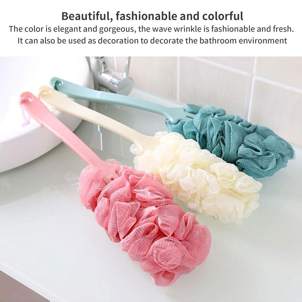 4 Pack Multiple Bath Body Brushes, Soft Nylon Mesh Back Cleaner with Long Handled Shower Brush for Wet, Exfoliating Luffa Bath Sponge for Women & Men