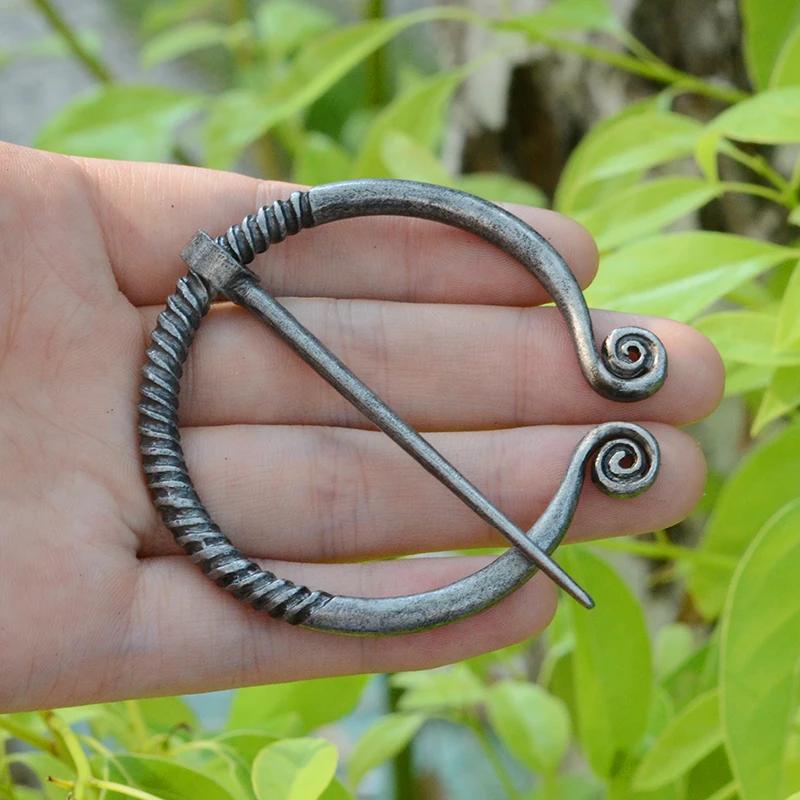 Ancient Bronze Silver Color Pin Belt Nordic Buckles Brooch Buckle Cloak Cloak Button Medieval Viking Jewelry Gift for Men