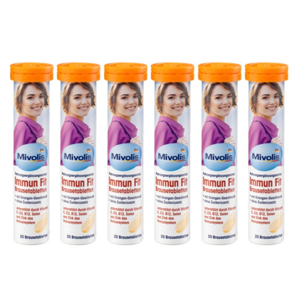 Mibolis Immune Fit Effervescent Vitamin 20 Tablets X 6 Pcs Orange Flavor German Domestic Version