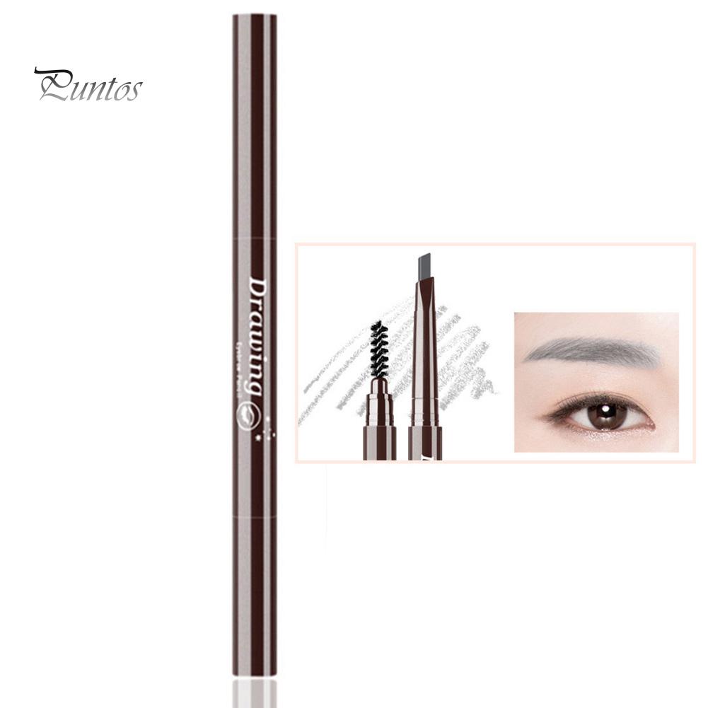 Puntos Dual Head Automatic Rotary Triangle Eyebrow Pencil Brush Non Smudge Eye Cosmetic