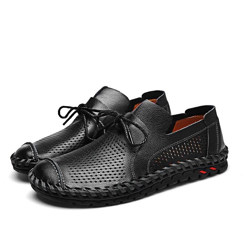 Fashion Men Breathable Mesh Mens Casual Genuine Leather Fashion Man Soft Comfortable Sapatos Para Hombre Zapatillas De Deporte Traf