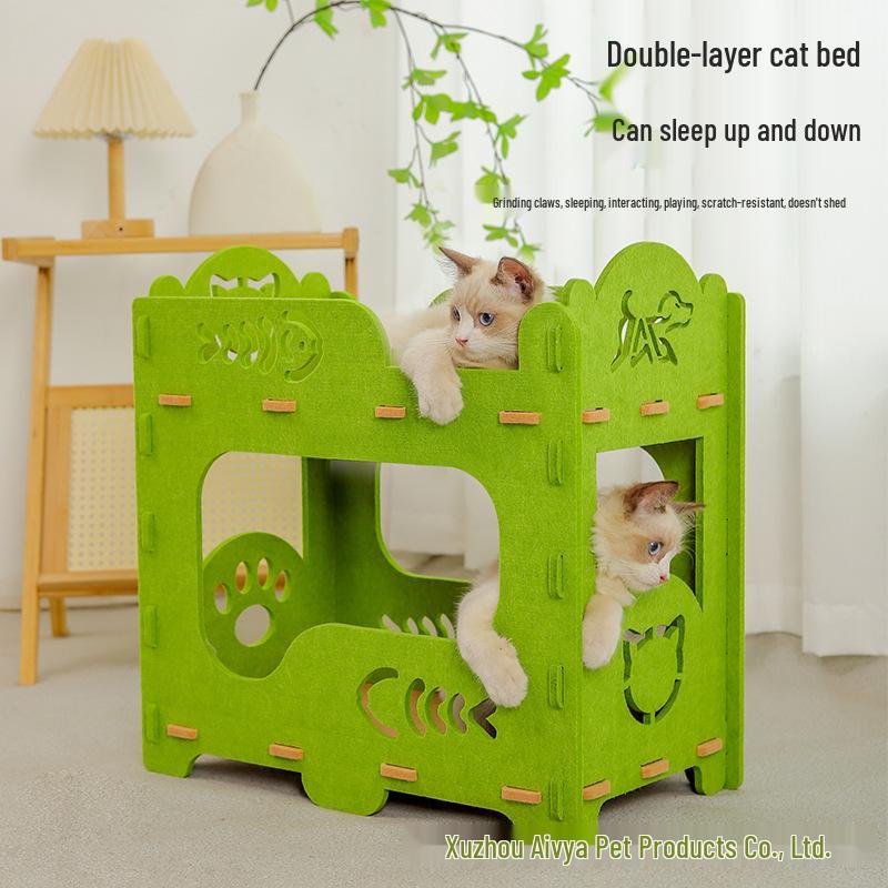 Two-Layer Cat Nest Bed: Multi-Level Felt Cave for Kittens