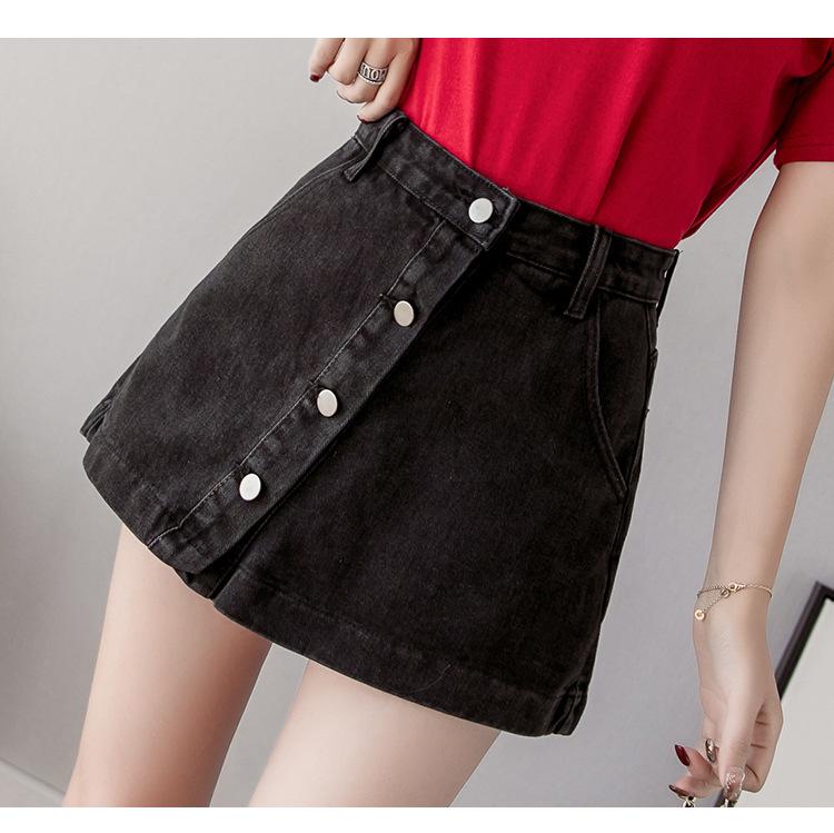 

Юбка-шорты большого размера с высокой талией из денима для женщин - коллекция Лето 2022, свободный крой, широкие шорты 2XL [135-150 lbs] чёрный