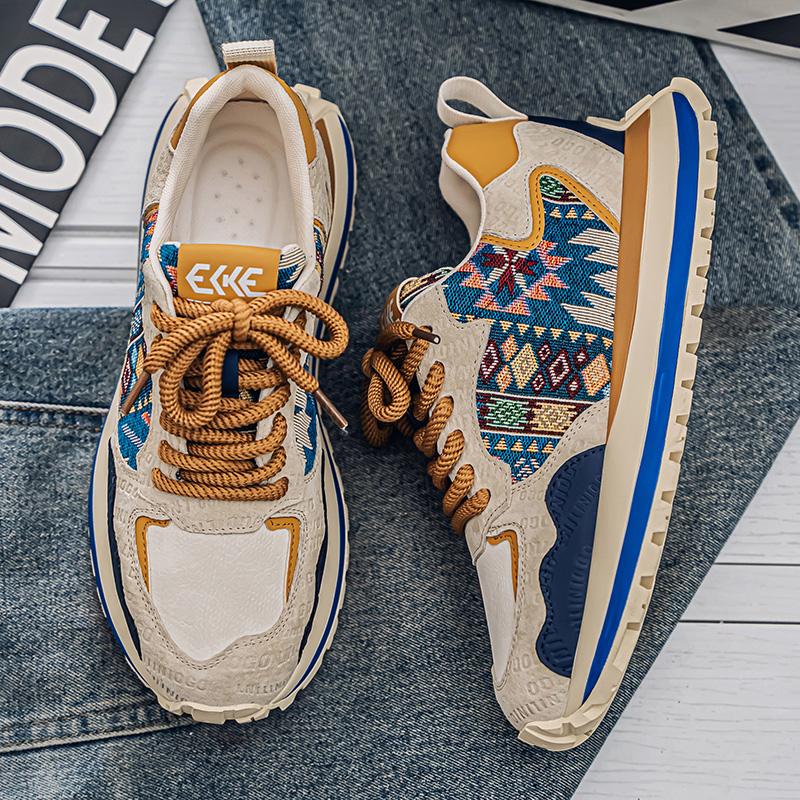 Fashion Men's Casual Sneakers Trendy Versatile Dad Shoes Fashion Comfortable Lace Up Shoe Low Cut Thick Soled Male Shoes