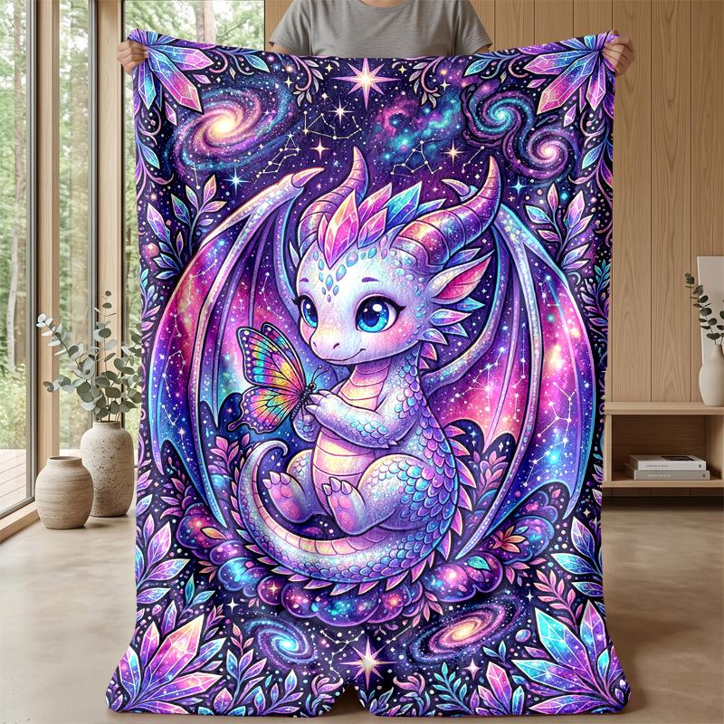 Fantasy Dragon Universe Theme blanket Lightweight Warm Flannel Blanket Decorative Throw Blanket for Home Decoration