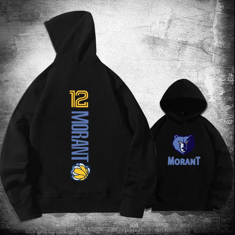 Grizzlies Morant No. 12 hooded sweater men s and women s youth trendy basketball sports loose shoulder jacket 155XXS