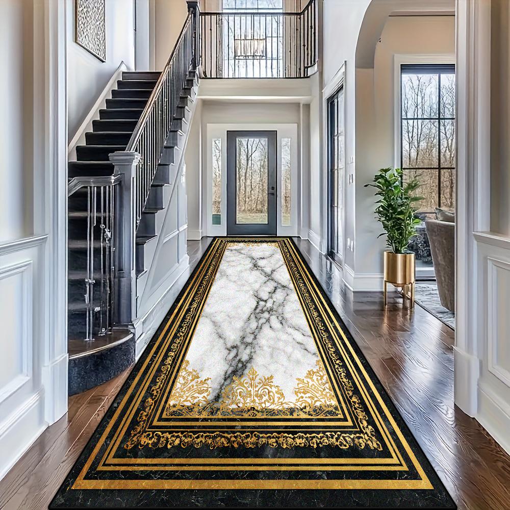 Nordic Luxurious Style Long Corridor Carpet Marble Decoration Runner Hallway Home Aisle Floor Mats Living Room Entryway Area Rug