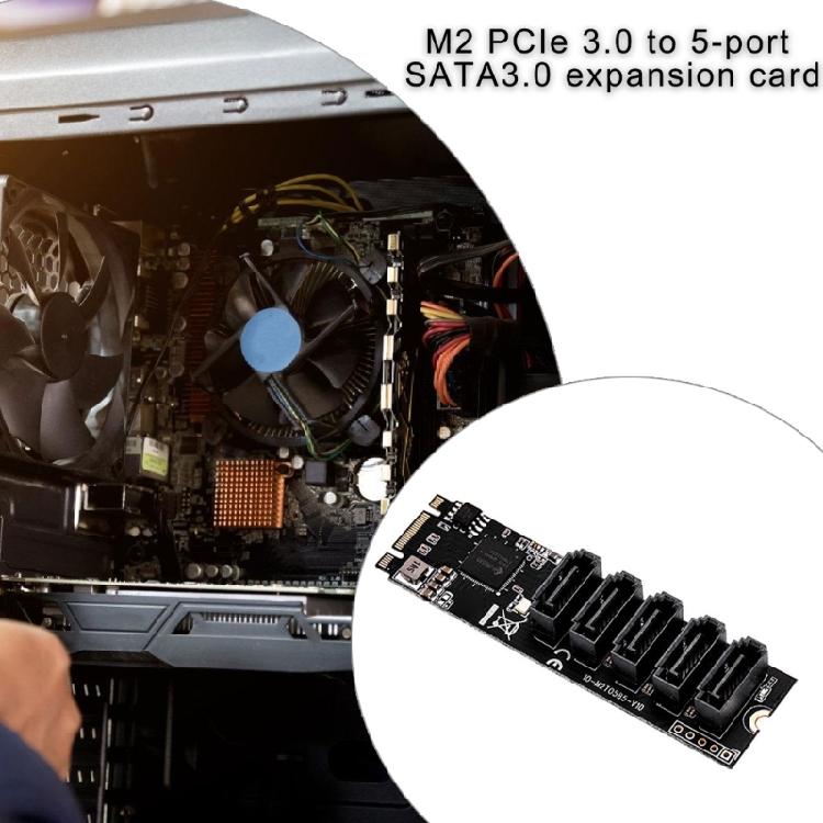 Connect Multiple Storage Devices M.2 PCIe3.0 to 5port SATA3.0 Expansion Card
