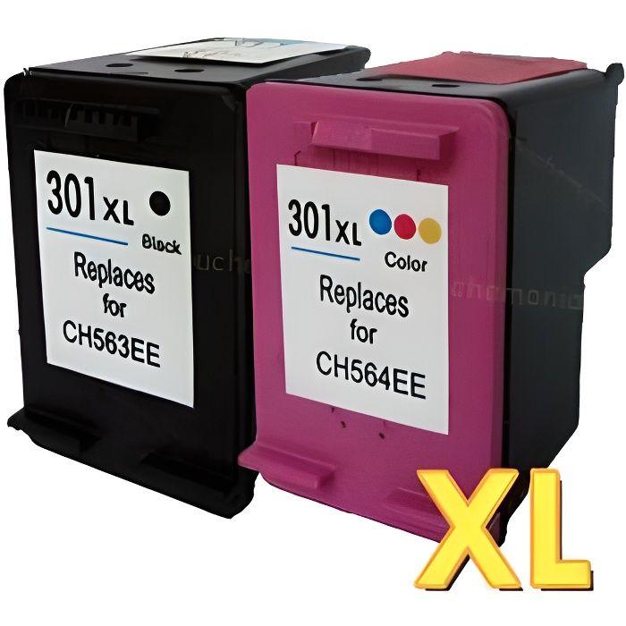Pack 2 cartouches compatibles HP 301 XL - ENVY 4502 - 1 noire et 1 couleurs