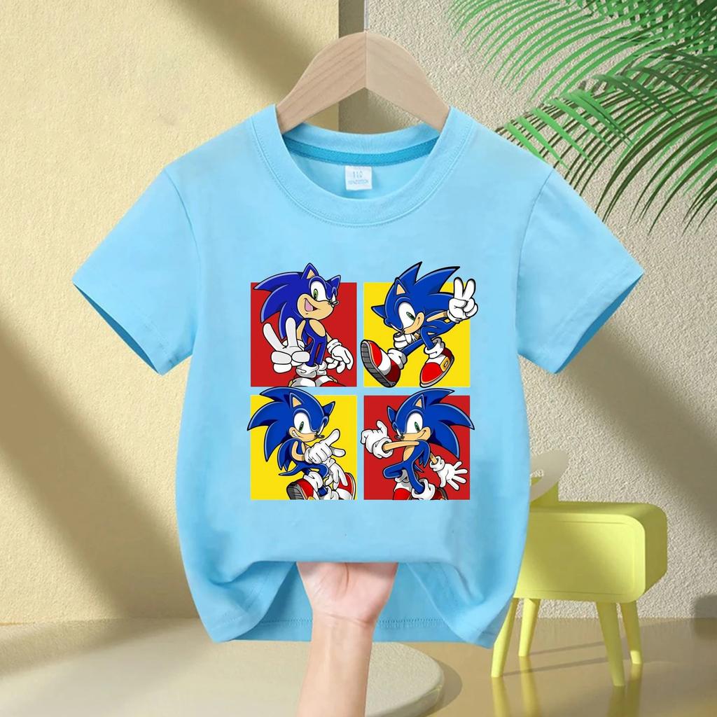 Sonic The Hedgehog Kids T-Shirt Anime Print Cotton Short Sleeve Boy Girl Summer Casual Top Gift