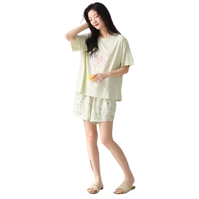 Pajamas women's spring and summer modal pullover short-sleeved shorts 1011 new Korean version fashion loungewear set