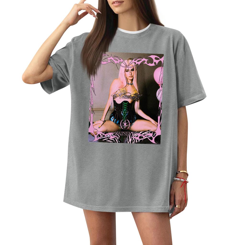 Women's Casual Printed T-Shirt Round Neck Pullover Short Sleeve Top
