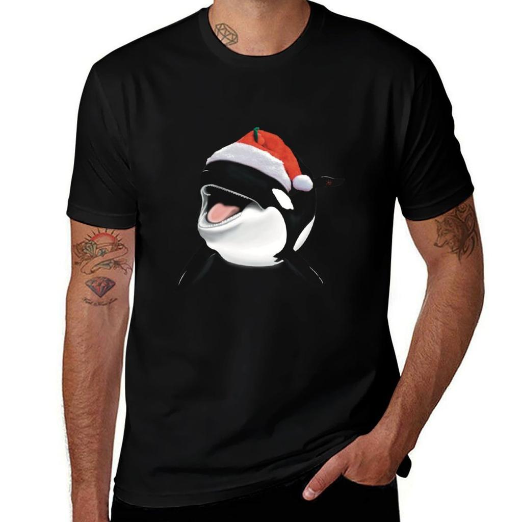 Orca Drawing Christmas Whale Gift Tshirt Quick Dry Sports Short Sleeve Tee