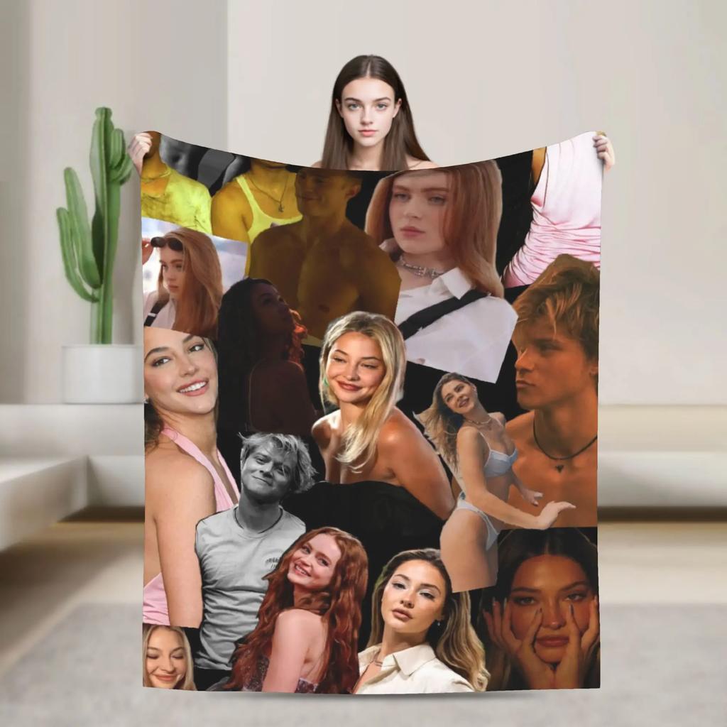 Madelyn Cline Actress Poster Soft Blanket for Bedroom Living Room Travel Flannel Throw for Spring Office Use