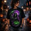 Halloween Men's 3D Skull Short-Sleeve T-Shirt Spooky Club Party Street Style Short-Sleeve Casual Loose-Fitting Men's Top
