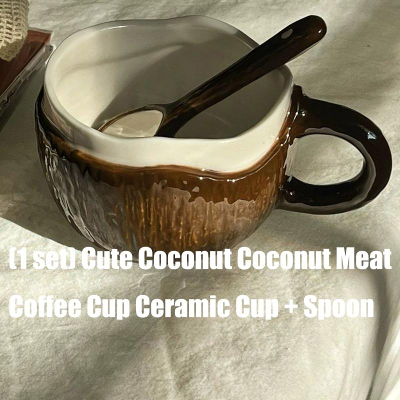 Tazza da Caffè a Forma di Guscio di Cocco Fatta a Mano Tazza in Ceramica per Bevande Calde Lavabile in Lavastoviglie Facile da Pulire Decorazioni per la Casa