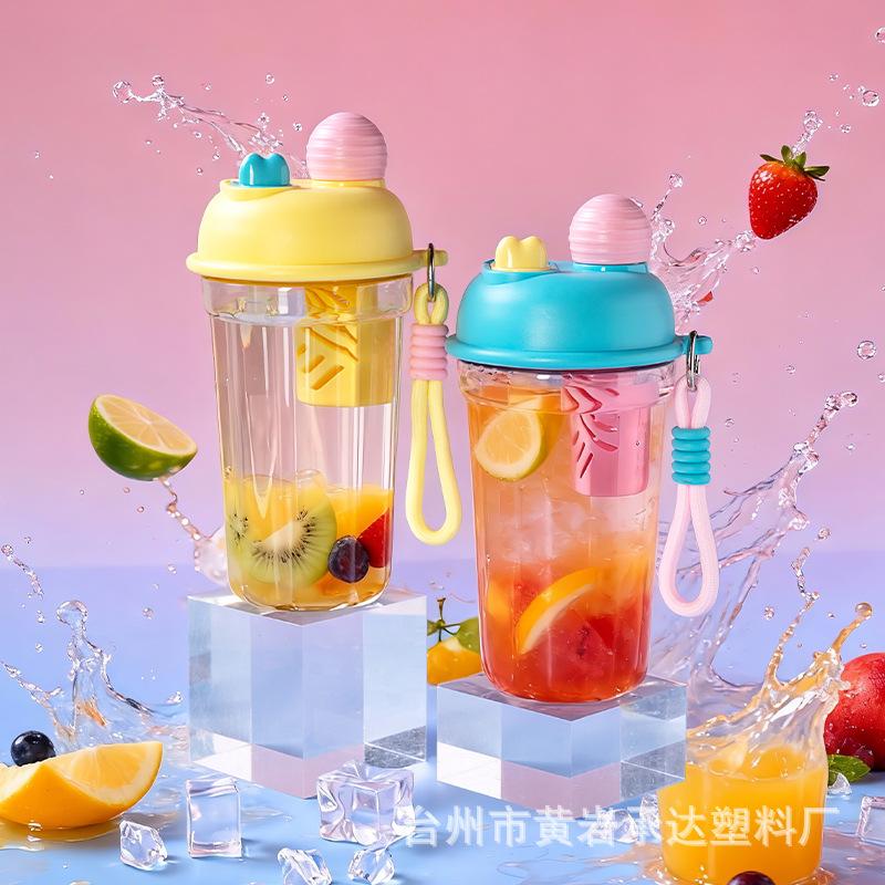 Water bottle new high value portable double drink plastic cup straw cup 110ml portable cute outdoor water cup easy cup