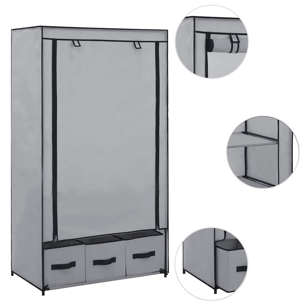 Wardrobe Gray 87 x 49 x 159 cm Fabric