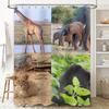 Animal Kingdom Shower Curtain Wildlife Safari Decor for Bathroom Printed Fabric Waterproof Bath Mat Set with Hooks 3D Print Desi