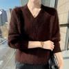 Lekasha 100% Cashmere V-Neck Loose Knit Sweater for Women - Solid Color Winter Base Layer Top
