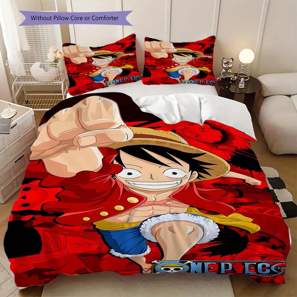 D. Luffy Anime Puzzle Soft Comfortable Duvet Cover, Children's Bedding Set Gift, Various Sizes Available LXR161