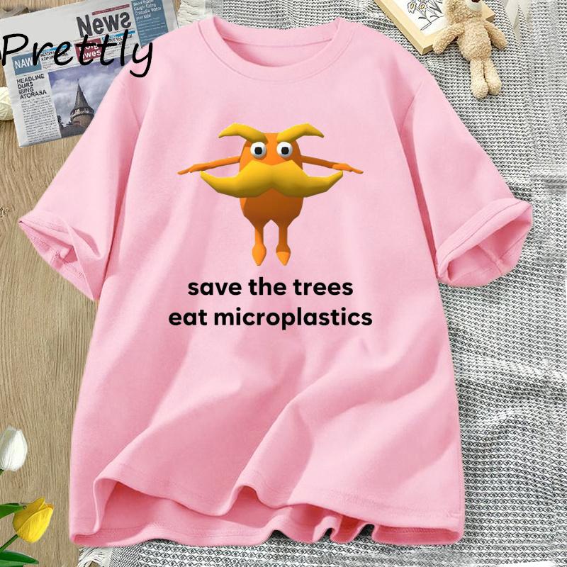 Save The Trees Eat Microplastics Funny Meme T Shirt Unisex Unisex Weirdcore Joke T-shirt Summer O Neck Short Sleeve Graphic T Shirts