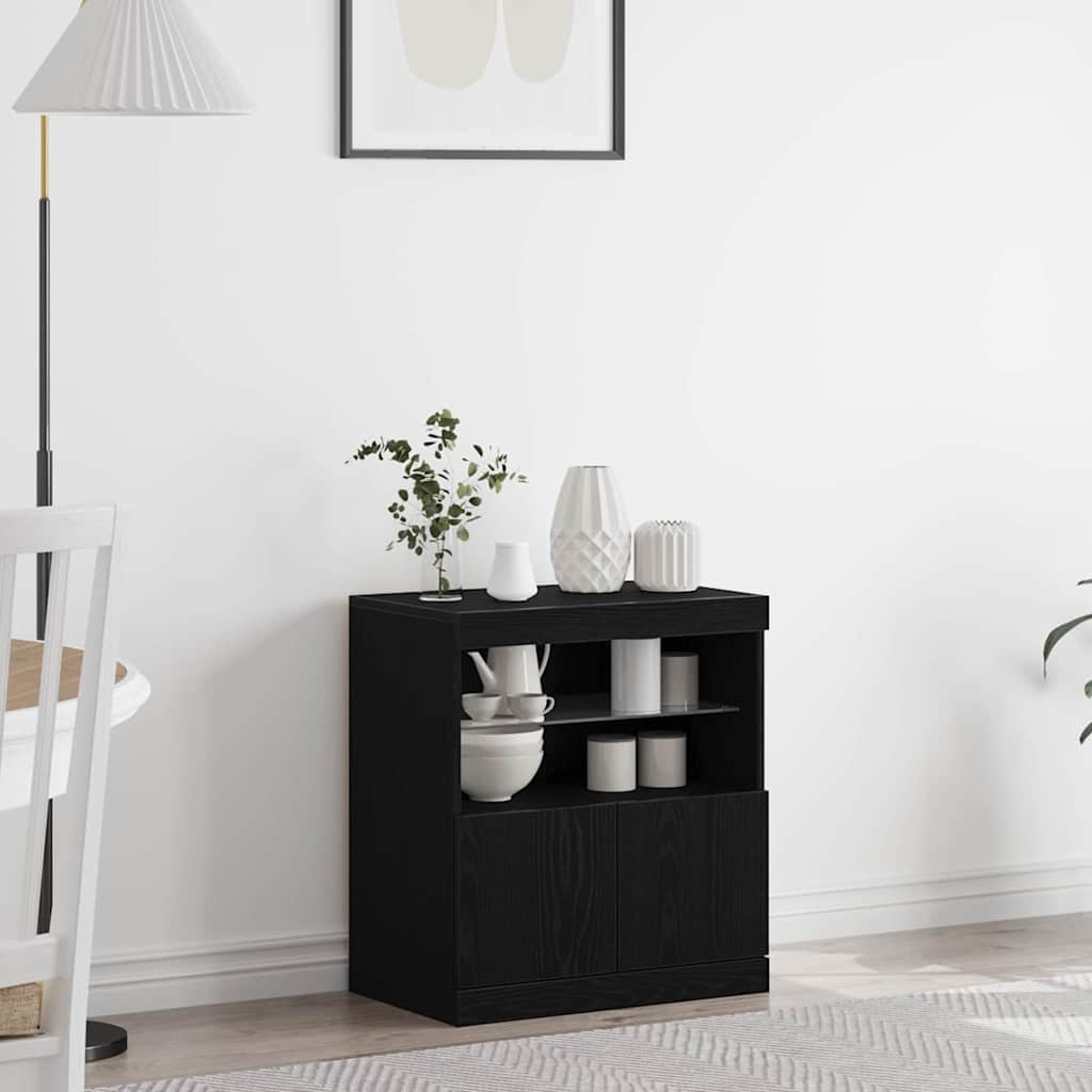 LED Sideboard Black 60.5 x 37 x 67 cm Particleboard