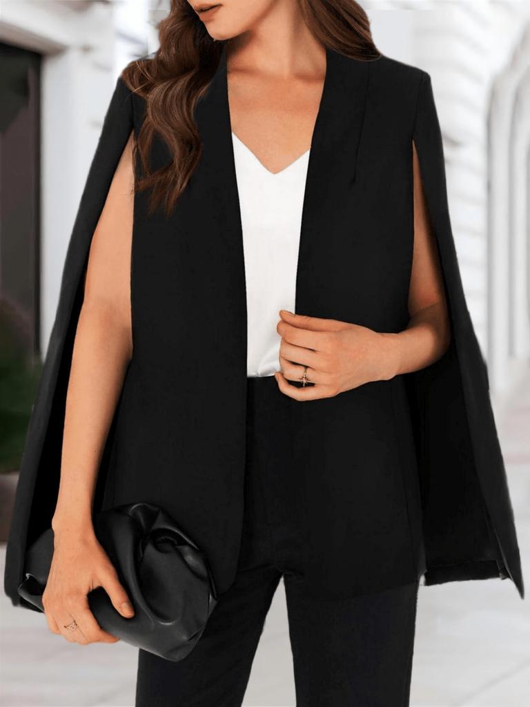 Blazer Mantella da Donna Aperto Davanti Manica Spaccata Elegante Cappotto da Ufficio
