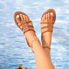 Size 36-43 Women Flip Flops Sandals Brown Leather Casual Shoes Slippers 2025 Summer Fashion Beach Casual Flat Sandals for Women