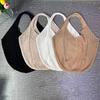 Yogodlns Casual Hollow Women Shoulder Bag Solid Color Large Capacity Summer Woven Beach Bag Foldable Handmade Crochet Tote Bag