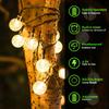 Christmas Solar Crystal Globe String Lights 100LED IP65 Waterproof Fairy Light with 8 Modes for Garden Patio Wedding Party Decor