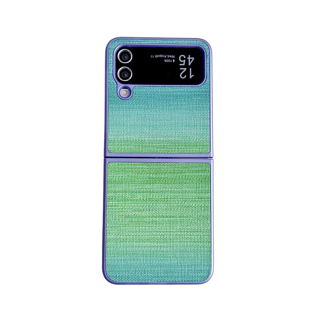 Iridescent Leather Texture Phone Case for Samsung Galaxy Z Flip7/6/5/4 - Folding Protective Cover
