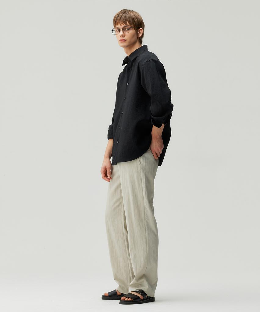 MINDBRIDGE [Couture] Wide Ribbed Elastic Waist Pants - 2 Colors
