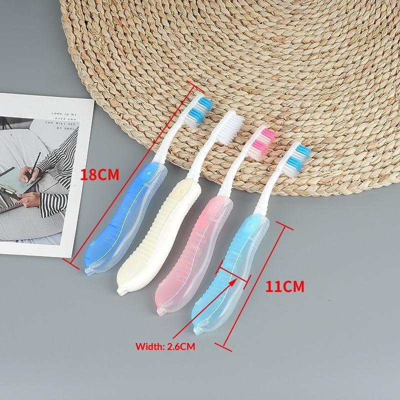 Foldable Travel Toothbrushes, Portable Disposable Soft Bristle Toothbrushes with Protective Covers for Travel and Camping