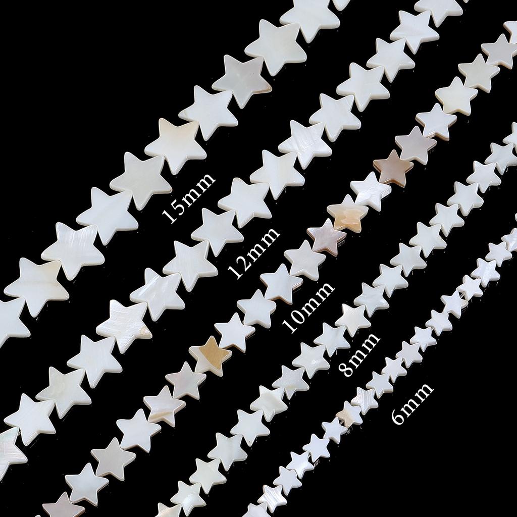 1strand Star Shape Shell Beads White Shell Charms Multiple Size Loose Beads For Necklace Bracelet Jewelry Making Accessories