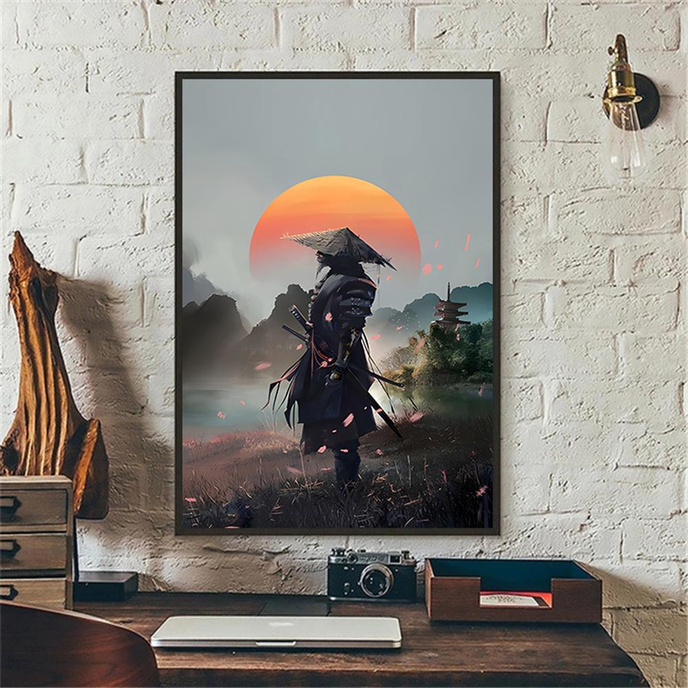 

Японский Самурай Холст Плакат Современный Домашний Диван Фон Настенная Живопись Печать Фотографии Спальня Гостиная Декор Фреска Подарок 30X40cm Unframed