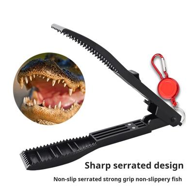 Fish Gripper with Anti-lost Rope Anti-slip Handle Lightweight Portable Fish Grabber Handheld Fish Control Clamp Pliers Catcher Tong