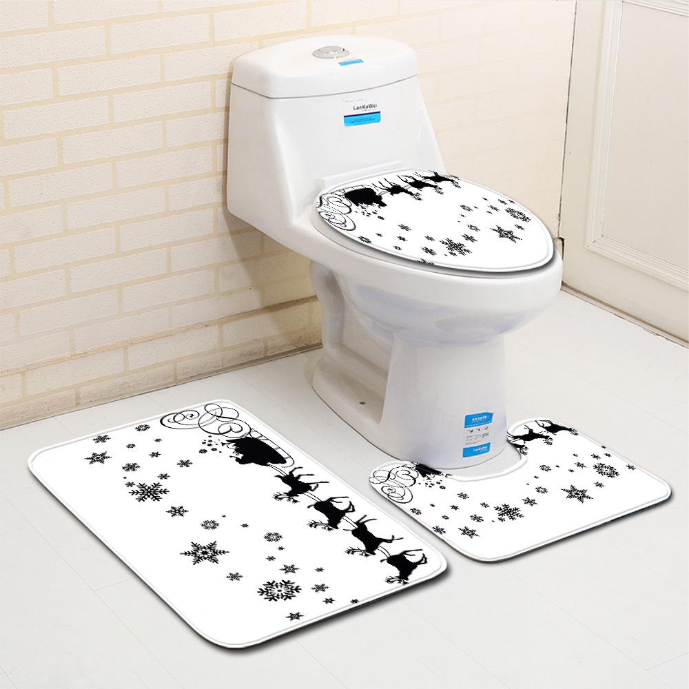 Christmas Bathroom Floor Mat Toilet Three-Piece Set