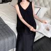 Maillard Solid Color Kinked Sleeveless Vacation Dress Women's Summer Loose and Thin Cotton and Silk Nightdress Can Be Worn Outside Cotton Silk Skirt