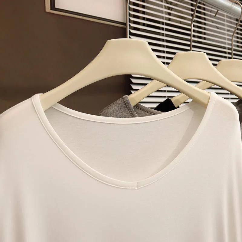 T-shirt Women Casual Large Size Loose Round Neck Pullover Breathable Solid Color V-neck Short-sleeved Tops