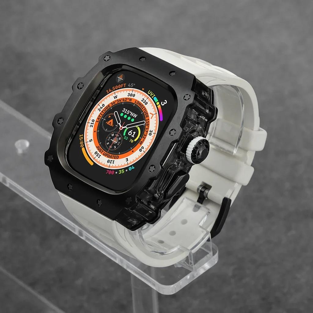 Klasická luxusná modifikačná súprava pre Apple Watch Ultra 2 49mm Puzdro z nehrdzavejúcej ocele Pre IWatch 9 8 7 6 45mm 44mm Krištáľové tlačidlo Športový remienok