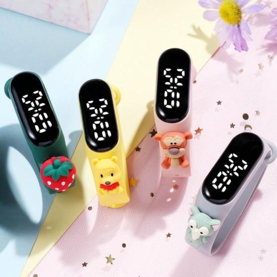 Cute Cartoon Strawberry Bear Cat Tiger Soft Silicone Wrist Watch Kids Bracelet