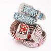 Sequins Waist Belt with Diamond Pin Buckle Adult Personality PU Waist Belts for Adult Costume Pants Adjustable Length