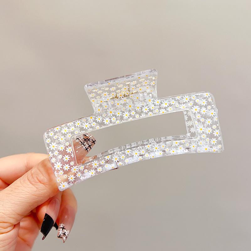 Transparent Square Print Shark Hair Clip for Women - Updo Accessory
