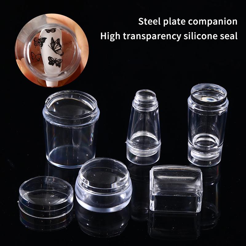 Silicone Transparent Nail Art Stamping Kit French For Manicure Plate Stamp Polish Stencil Template Seal Stamper Scraper