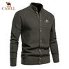 Camel Suéter de punto de alta calidad para hombre, cárdigan de color sólido con bordado de nueva tendencia para otoño e invierno.