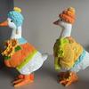 Rustic Style Autumn Pumpkin Duck Ornament Colorful Duck Figurine Goose Statue Lawn Ornament  Yard