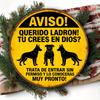 HD Tin Sign Spanish Beware Of Dogs Round Metal Wall Art Security Warning Decor
